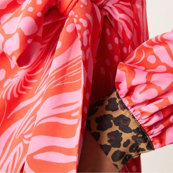 Never Fully Dressed Vibrant Pink and Red Wrap Dress - Picture 4 of 4